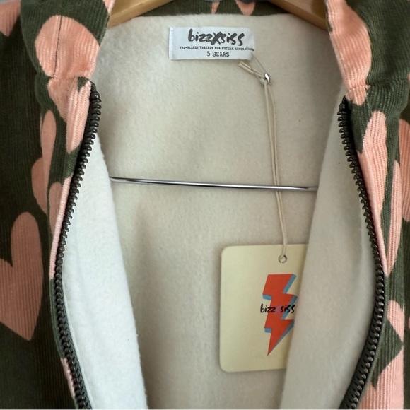 NWT Stoker Heart Jacket with Hood Infant Girl Youth Olive Peach by BIZZ X SISS - Picture 4 of 4